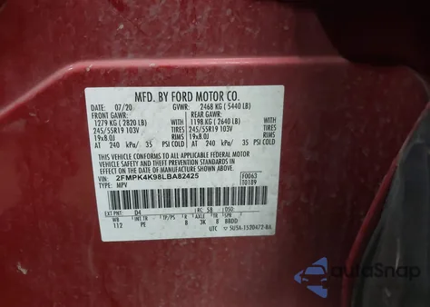 2020 Ford Edge Titanium from USA, damaged, VIN 2FMPK4K98LBA82425